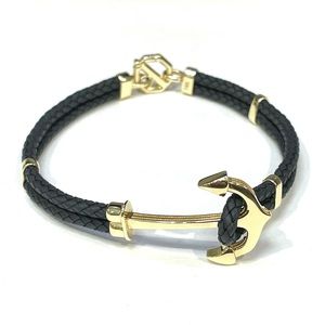 Anchor Bracelet in solid 14k Yellow Gold and Nylon 8.3” long